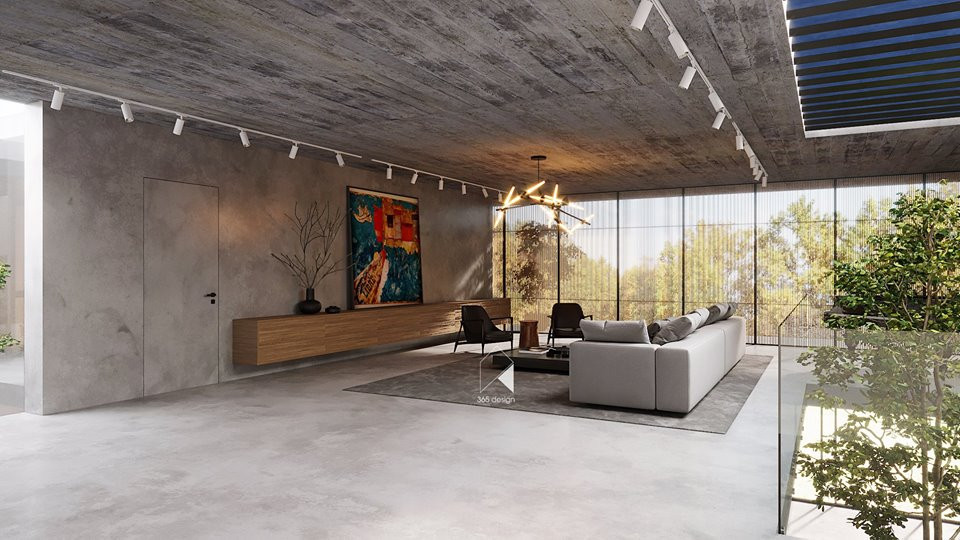 Lan can kính lấy ánh sáng và tạo tầm nhìn cuốn hút cho căn phòng.