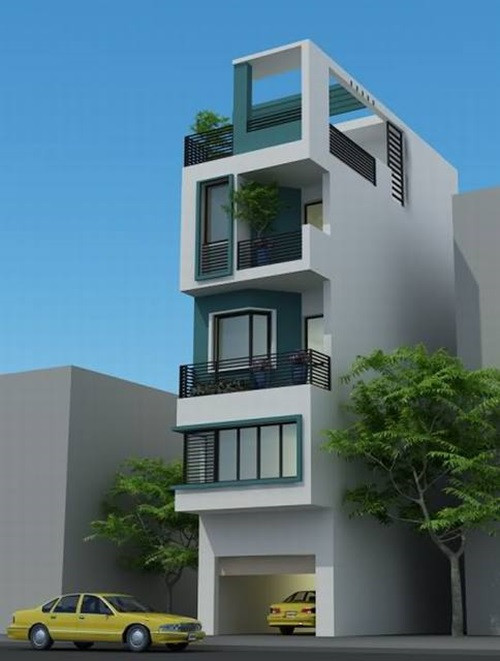 Mẫu thiết kế nhà ống 4 tầng hiện đại 80m2. Ảnh: Xaydungtrangtrinoithat.