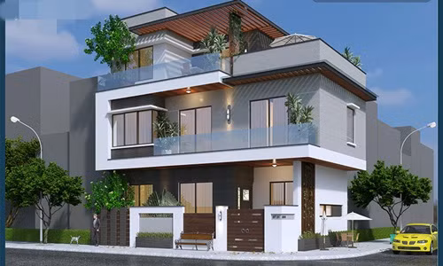 Nhìn từ bên ngoài ngôi nhà khoác lên mình dáng vẻ hiện đại sang trọng với những ô cửa kính cường lực, phong cách trang trí khoáng đạt. Ảnh: Arcviet.