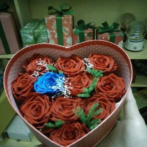 Hoa hồng bất tử 11 bông, có giá 550.000 đồng/hộp./.