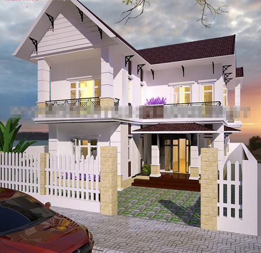 Mặt tiền ngôi nhà 2 tầng không quá lộng lẫy nhưng cuốn hút bởi dáng vẻ sang trọng và nhẹ nhàng, thanh thoát. Ảnh: Kientrucnhaviet.