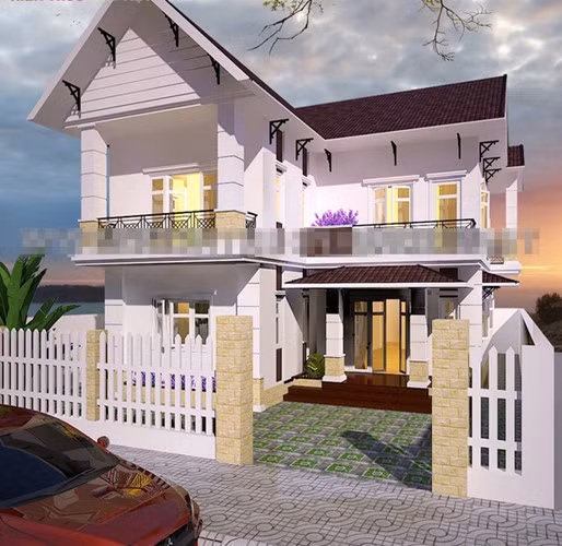 Mặt tiền ngôi nhà 2 tầng không quá lộng lẫy nhưng cuốn hút bởi dáng vẻ sang trọng và nhẹ nhàng, thanh thoát. Ảnh: Kientrucnhaviet.