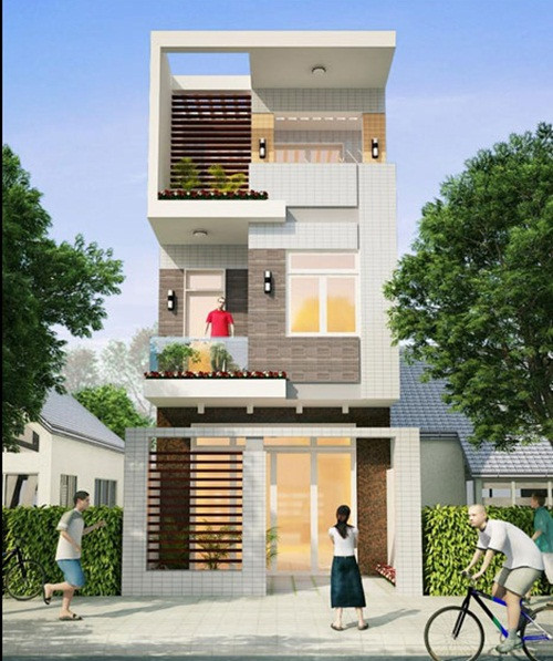 Công trình đẹp sang trọng với hệ thống cửa kính và gạch ốp đa dạng ngoài mặt tiền. Ảnh: Internet.