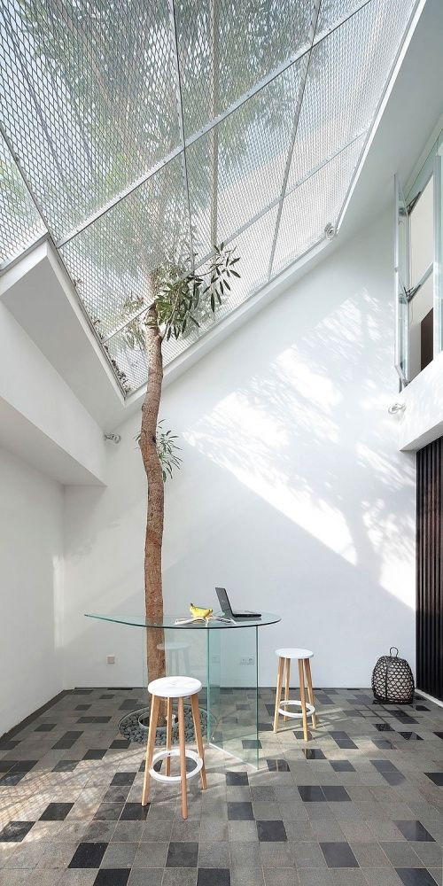 Sân sau cũng được bố trí thành nơi làm việc đầy cảm hứng.