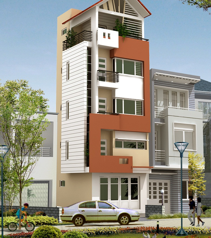 Sự kết hợp mặt đứng là một phương án thiết kế hợp lý giúp mỗi ngôi nhà không bị đơn điệu lại tạo nên sự thống nhất đồng bộ trong khu phố. Ảnh: Vhome.