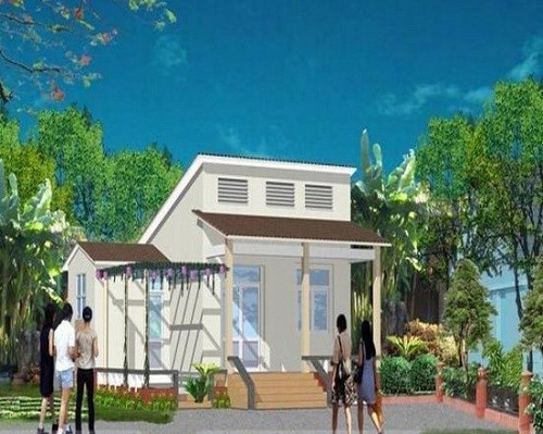 Với 100 triệu đồng, bạn có thể chọn mẫu nhà cấp 4 lợp mái tôn, xây trên diện tích nhỏ 40 - 50m2.