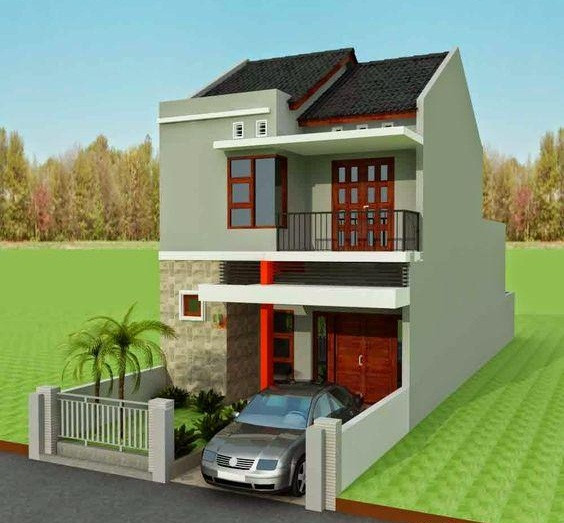 Sự kết hợp của mẫu nhà mái thái với kiến trúc nhà phố 2 tầng hiện đại tạo nên một cái nhìn vô cùng mới mẻ. Ảnh: 10nhadep.