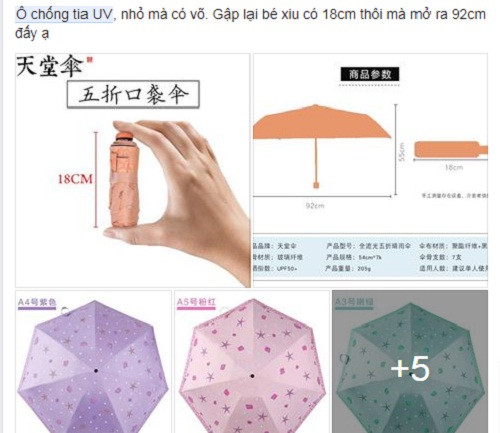 Năm nay, ô chống tia UV là một sản phẩm mới nhưng bán rất chạy. Ảnh: Facebook.