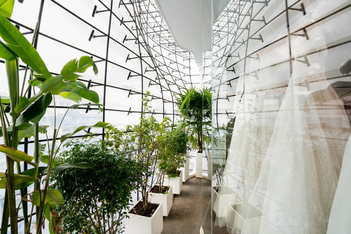 Khoảng không gian xanh độc đáo phía trước nhà.