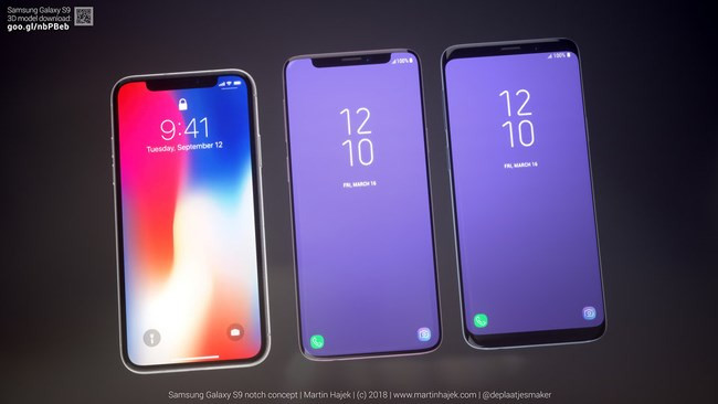 Phần mặt kính cong trên Galaxy S9 mang tới cảm giác màn hình rộng và viền nhỏ hơn so với iPhone X. Nguồn: Martin Hajek Phần mặt kính cong trên Galaxy S9 mang tới cảm giác màn hình rộng và viền nhỏ hơn so với iPhone X. Nguồn: Martin Hajek