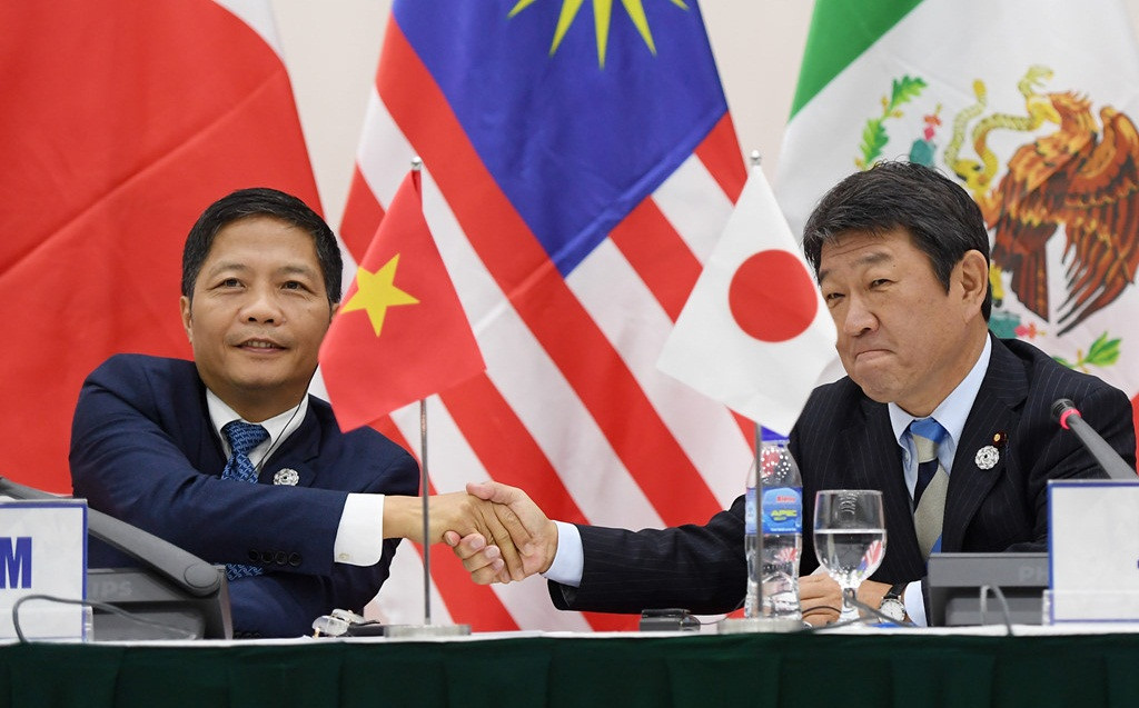 Tháng 11/2017, Bộ trưởng 11 nước đồng ý đổi tên TPP thành Hiệp định Đối tác Toàn diện và Tiến bộ Xuyên Thái Bình Dương (CPTPP). Ảnh: Zing.