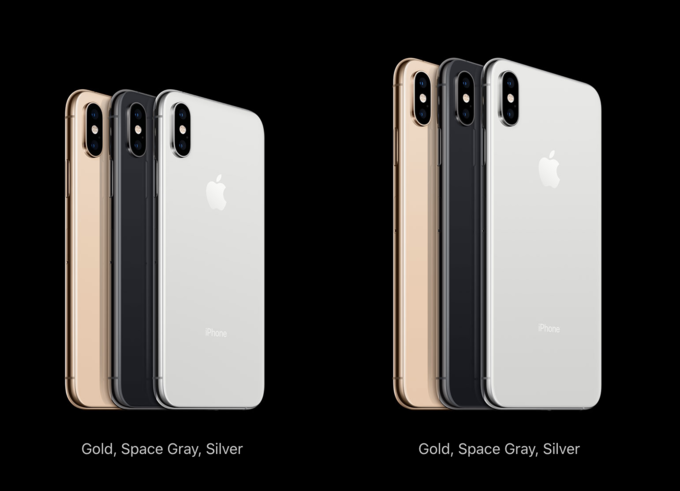 Bên cạnh hai màu đen bạc và xám như ở iPhone X, bộ đôi Xs và Xs Max có thêm màu vàng mới.