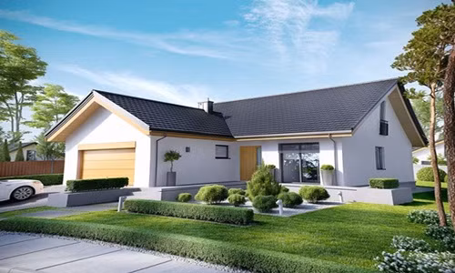 Nhà cấp 4 sân vườn hình chữ L, 3 phòng ngủ ở nông thôn. Ảnh: 9X Interior.