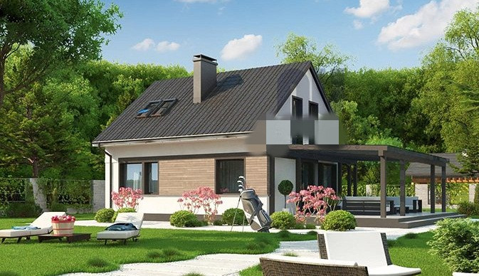 Nhà cấp 4 mái thái giả biệt thự có không gian thoáng đãng, mái hiên giả giúp che mưa nắng và trồng cây leo. Ảnh: Nu.