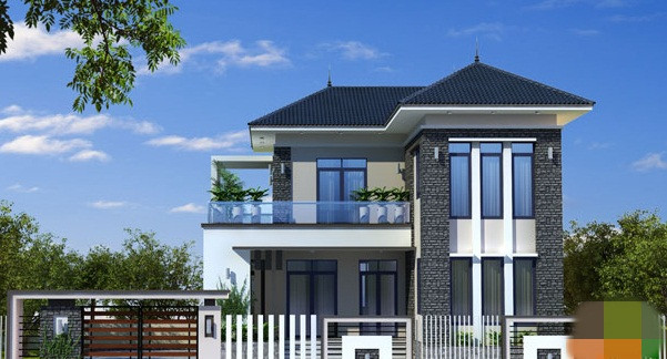 Nhà vườn mái thái chữ L cuốn hút với kết cấu có nhiều góc nhìn thoáng đẹp. Ảnh: Maunhadepmoi.