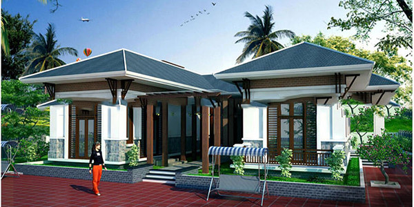  Mẫu nhà mái thái đặc trưng bởi thiết kế mái trượt rất phổ biến ở miền Bắc nhiều năm nay. Ảnh: Tintucnhadep.