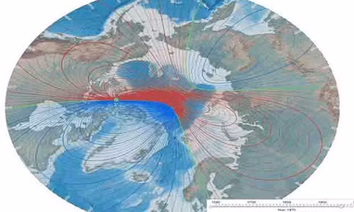 Sự chuyển động của 2 cực từ trên trái đất Ảnh: DAILY MAIL Sự chuyển động của 2 cực từ trên trái đất Ảnh: DAILY MAIL