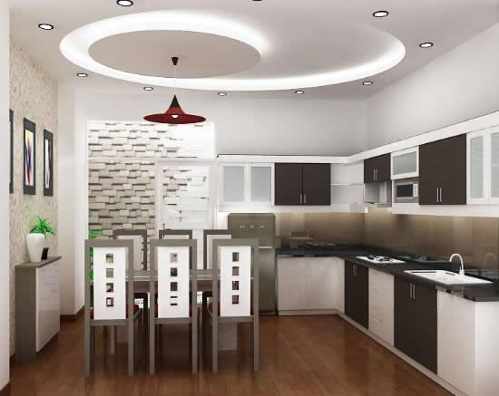 Trần thạch cao nhà bếp tạo không gian thêm cuốn hút. Ảnh: Datbinhduong.