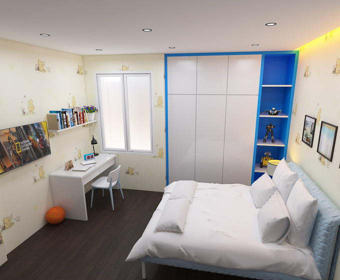 Phòng ngủ cho bé trai 6 tuổi dễ thương.