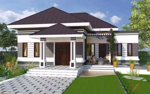 Biệt thự hiện đại phong cách thiết kế mới nhất 2018 với mái ngói tím bắt mắt. Ảnh: Kientrucsuvietnam.