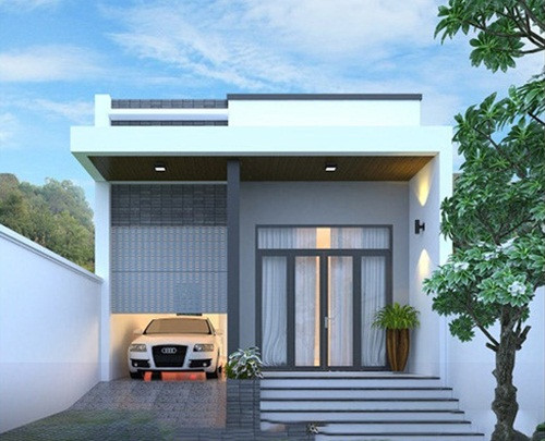 Nhà ống 1 tầng gác lửng có gara để xe hiện đại. Ảnh: Maunhadepktv.