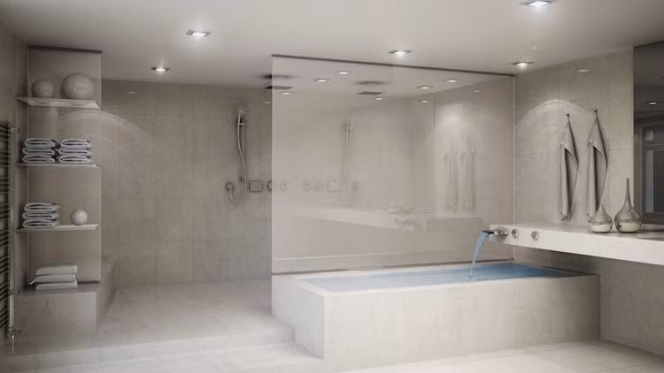 Phòng tắm kiểu dáng đẹp và hiện đại.