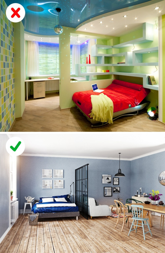 Các nhịp cuốn hành lang và tường thạch cao giả đã trở nên lạc hậu bởi không chức năng nào, nhưng lại chiếm nhiều không gian. Trong thiết kế hiện đại, hành lang thường không có cửa hay các nhịp cuốn. Nếu muốn chia không gian có thể sử dụng tấm kim loại mỏng.