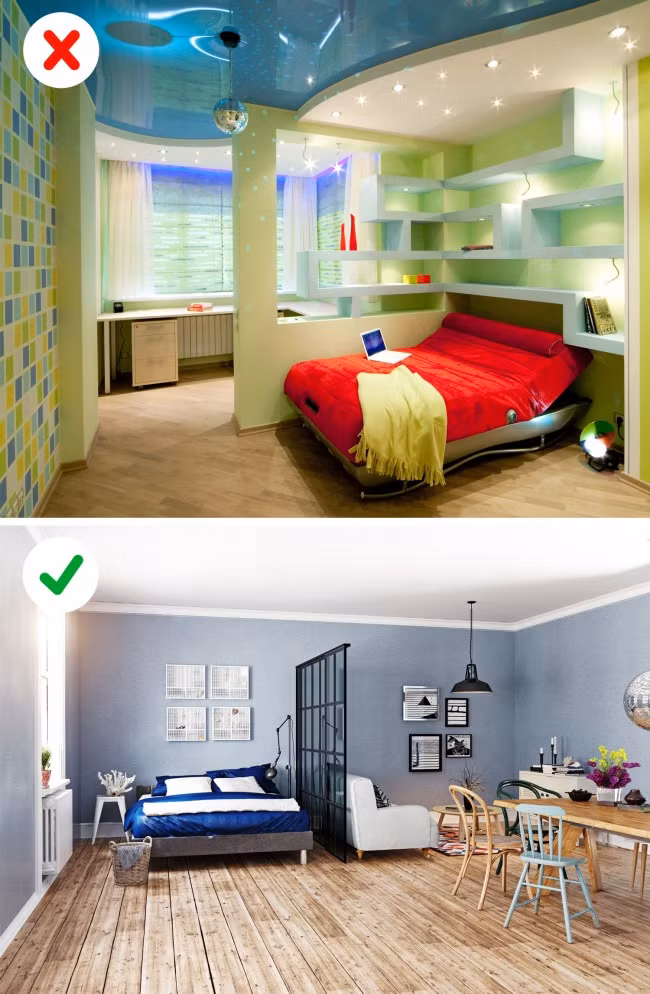 Các nhịp cuốn hành lang và tường thạch cao giả đã trở nên lạc hậu bởi không chức năng nào, nhưng lại chiếm nhiều không gian. Trong thiết kế hiện đại, hành lang thường không có cửa hay các nhịp cuốn. Nếu muốn chia không gian có thể sử dụng tấm kim loại mỏng.