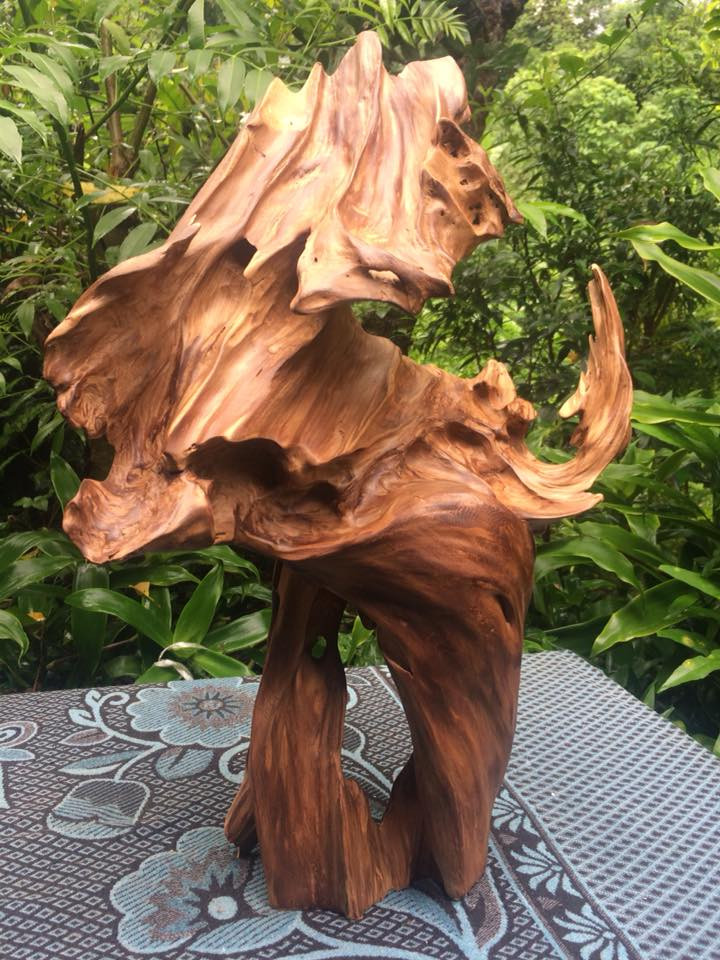 Không chỉ dùng để làm tượng phật, thiết kế sân vườn...gỗ lũa còn được các nghệ nhân chế tác thành bonsai độc đáo. Ảnh: FB Hien Nguyen.