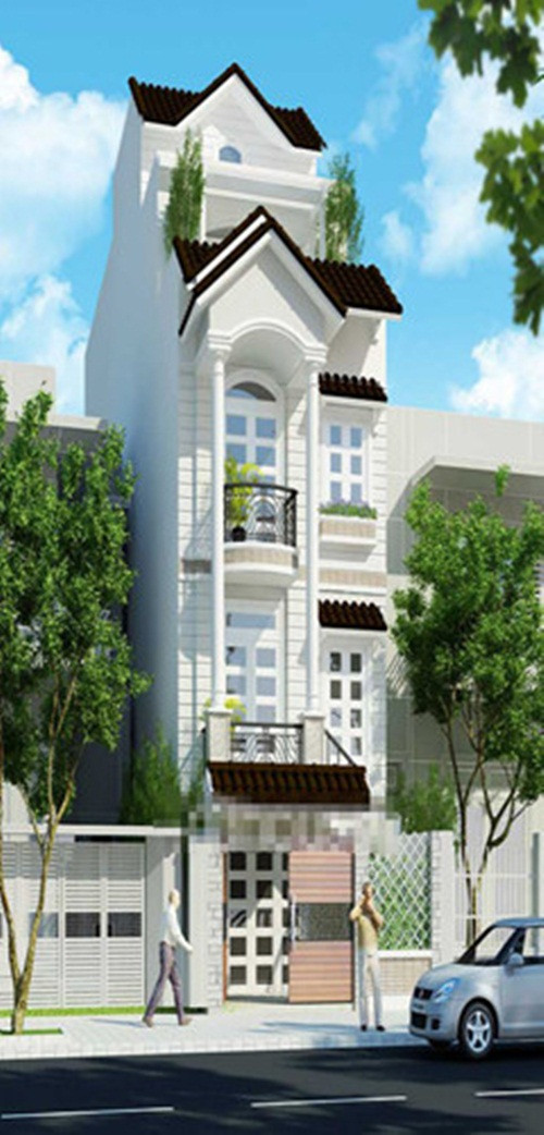 Công trình có sức hút ở mái ngói và cây xanh ở mỗi tầng. Ảnh: n3house.