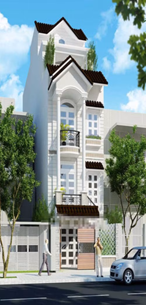 Công trình có sức hút ở mái ngói và cây xanh ở mỗi tầng. Ảnh: n3house.