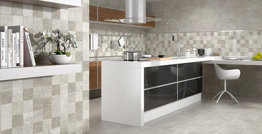 Màu xám của gạch lát nền bếp vừa sạch sẽ lại dễ vệ sinh. Ảnh: Gachvietceramics.