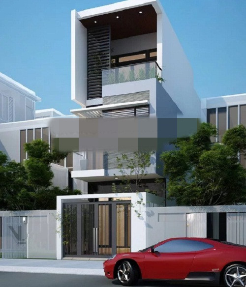 Thiết kế nhà lệch tầng với diện tích 60m2 chừa sân trước 3m đón gió trời thoáng mát. Ảnh: Thietkenhadepmoi.