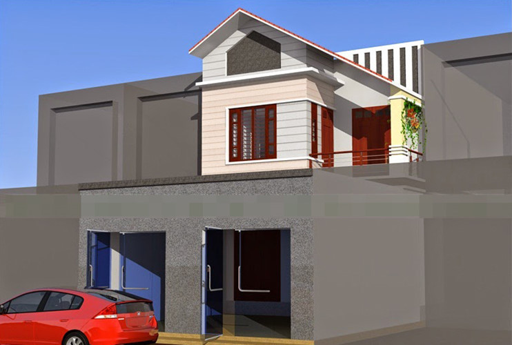 Nhà phố 2 tầng lợp mái tôn thông thoáng và hiện đại. Ảnh: Kientaoviet.