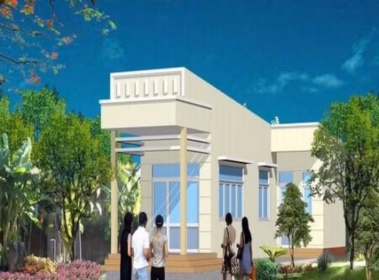 Nhà mái bằng đơn giản, bỏ qua các chi tiết cầu kỳ ngoại thất giúp giảm chi phí tiền công.