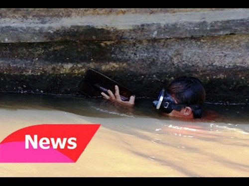 Dù có kính lặn, nhưng phù sa luôn làm mù kính. Thợ lặn cũng dễ bị ngộp thở vì sức ép của nước, có thể bỏ mạng bất cứ lúc nào. Ảnh: News.