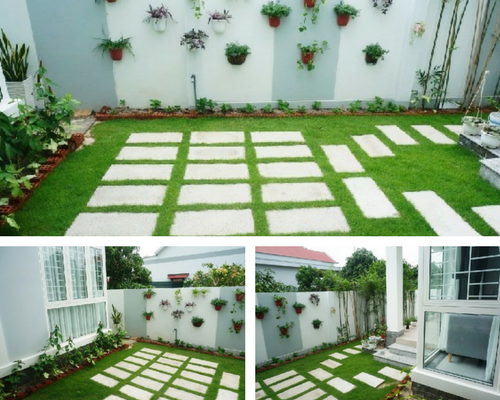 Từng góc nhỏ, viên gạch, thảm cỏ trong biệt thự 2 tầng đều được chăm chút kỹ lưỡng.