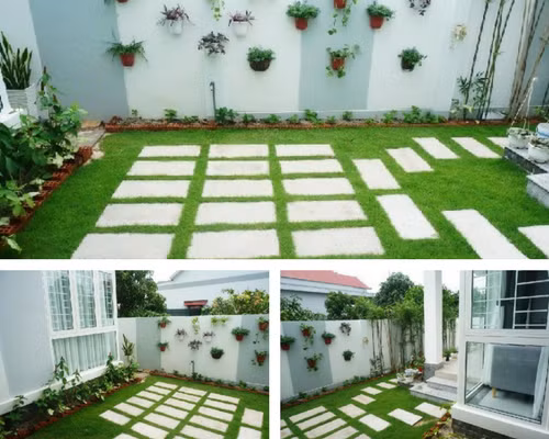 Từng góc nhỏ, viên gạch, thảm cỏ trong biệt thự 2 tầng đều được chăm chút kỹ lưỡng.