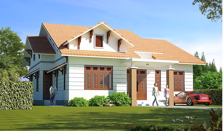 Ngôi nhà được thiết kế khá vuông vức, bề rộng 13.4m, chiều sâu 13.6m, chia thành 3 gian. Ảnh: Lenhan.