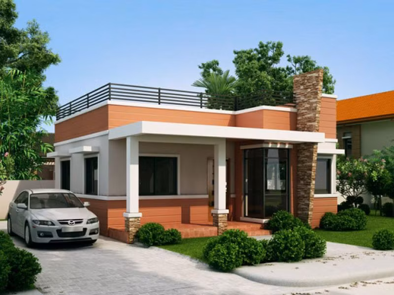 Vẻ đẹp hiện đại đến từ mảng tường đá rối trang trí. Ảnh: Angcovat.