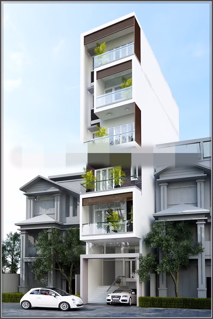 Mặt tiền đơn giản, hiện đại phù hợp với đa số kiểu nhà vừa làm nơi ở kết hợp kinh doanh. Ảnh: Nhalouis.