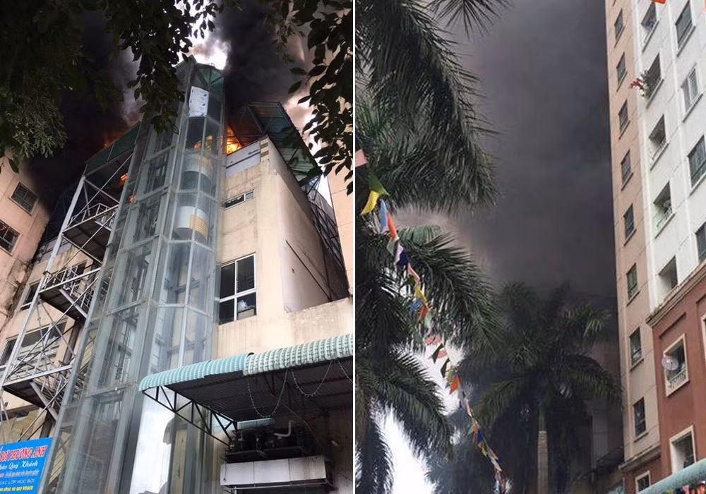 Sáng 29/11/2016, một vụ cháy khác cũng xảy ra tại tòa nhà chung cư ở khu đô thị Xa La. Ảnh: Vietnamnet.