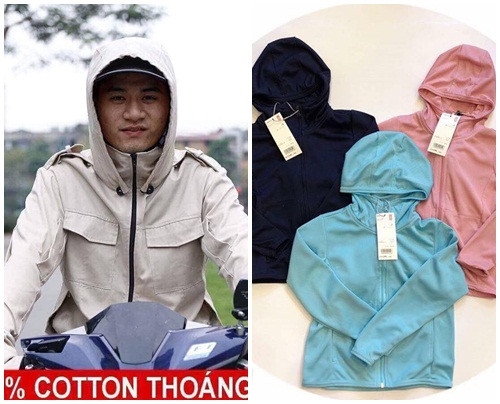 Bên cạnh hàng cho chị em, áo chống nắng nam và áo chống nắng cho các bé cũng được ưa chuộng. Ảnh: Facebook.