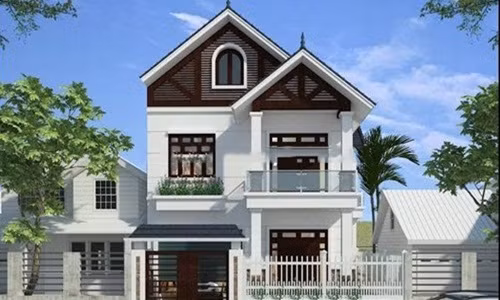 Công trình nổi bật với kiến trúc biệt thự mini 1 trệt 1 lầu phong cách hiện đại. Ảnh: Xaydungducloc.