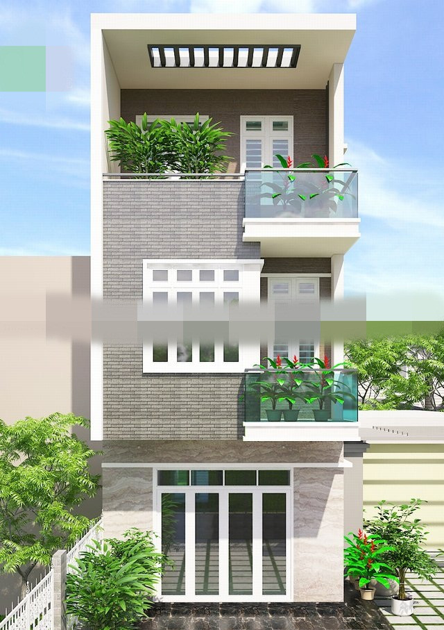 Mẫu thiết kế nhà phố 3 tầng mái bằng, 5 phòng ngủ, bố trí logic thuận tiện cho thói quen sinh hoạt trong gia đình. Ảnh: Maunhadepvn.