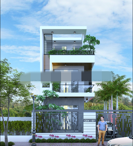 Ban công trên tầng được thiết kế theo hình chữ L dọc theo hai mặt tiền tạo nên cái nhìn rộng thoáng và thơ mộng. Ảnh: Thietkenhadepmoi.