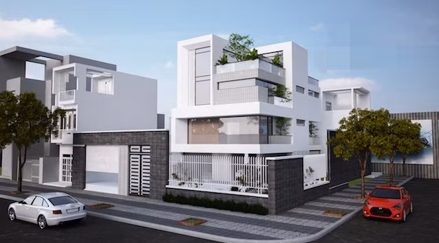 Mẫu nhà phố 2 mặt tiền đẹp sang trọng và đẳng cấp. Ảnh: Kientrucsuvietnam.