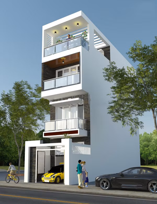 Nhà phố 4 tầng phong cách hiện đại phù hợp với các gia đình sống trong thành phố lớn hạn hẹp về diện tích. Ảnh: Nhaphohiendai.