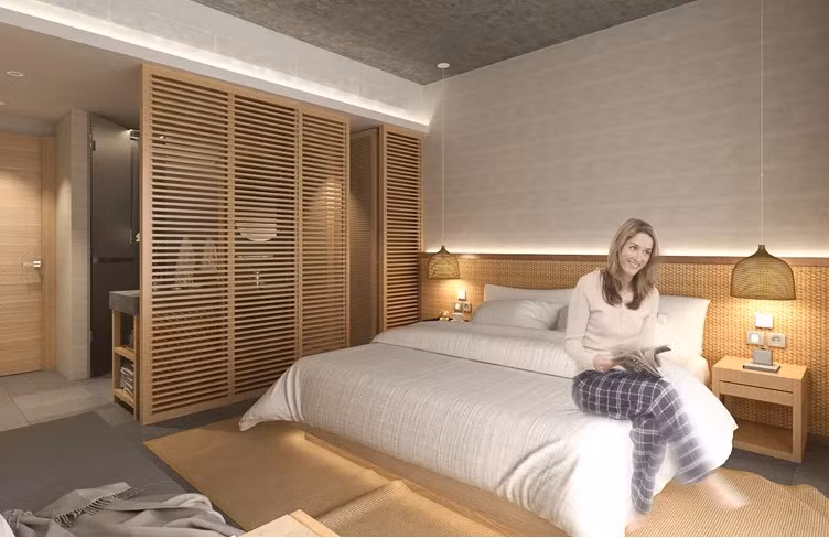 Không gian bên trong phòng khách sạn.