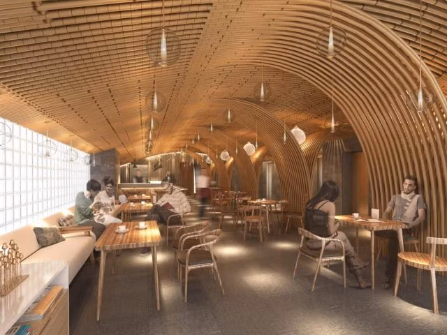 Quán cà phê bố trí ở tầng trệt.